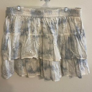 Surf Gypsy, eyelet tie dyed ruffled skirt. LSF vibes